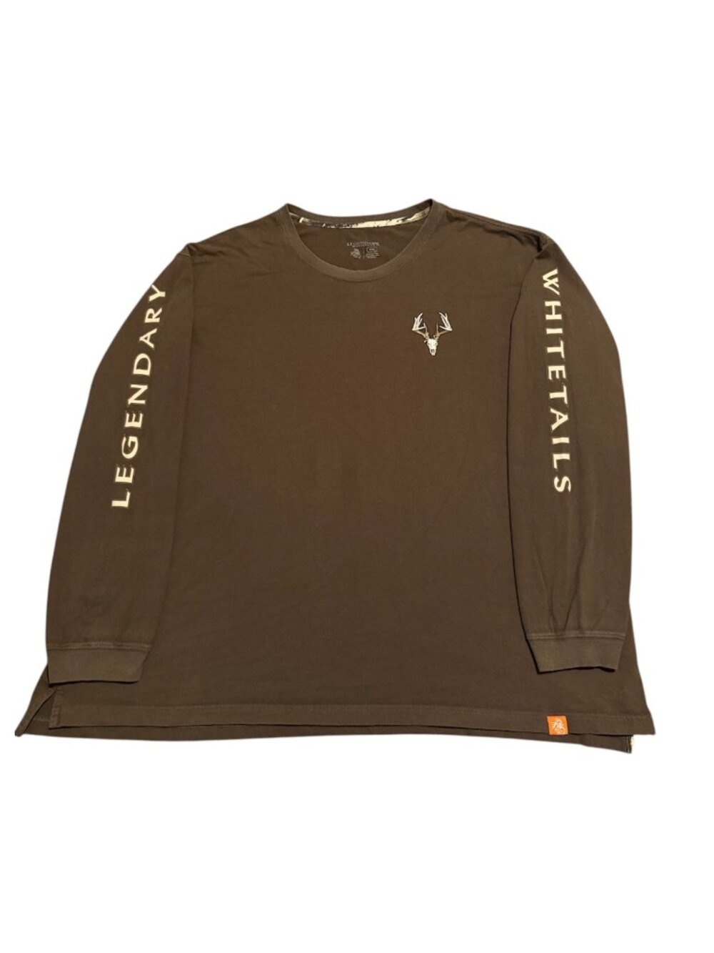 Legendary Whitetails Men Deer Skull Embroidery Long Sleeve Shirt 4xl Brown Read